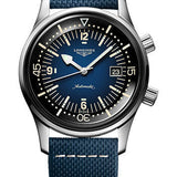 Longines Legend Diver Watch Automatic Watch - 42 mm Steel Case - Blue Arabic Dial - Blue Leather Strap - L3.774.4.90.2