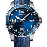Longines HydroConquest Automatic Watch - 39 mm Steel And Ceramic Case - Blue Arabic Dial - Blue Rubber Strap - L3.780.4.96.9