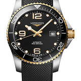 Longines HydroConquest Automatic Watch - 41 mm Steel And Ceramic Case - Black Arabic Dial - Black Rubber Strap - L3.781.3.56.9
