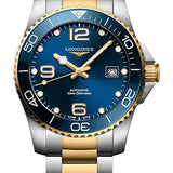 Longines HydroConquest Automatic Watch - 41 mm Steel And Ceramic Case - Blue Arabic Dial - Steel And Yellow PVD Bracelet - L3.781.3.96.7