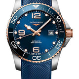 Longines HydroConquest Automatic Watch - 41 mm Steel And Ceramic Case - Blue Arabic Dial - Blue Rubber Strap - L3.781.3.98.9