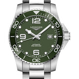 Longines HydroConquest Automatic Watch - 41 mm Steel And Ceramic Case - Green Arabic Dial - Steel Bracelet - L3.781.4.06.6