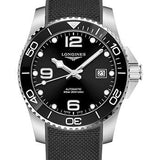 Longines HydroConquest Automatic Watch - 41 mm Steel And Ceramic Case - Black Arabic Dial - Rubber Strap - L3.781.4.56.9