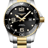 Longines HydroConquest Automatic Watch - 43 mm Steel And Ceramic Case - Black Arabic Dial - Steel And Yellow PVD Bracelet - L3.782.3.56.7