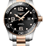 Longines HydroConquest Automatic Watch - 43 mm Steel And Ceramic Case - Black Arabic Dial - Steel And Red PVD Bracelet - L3.782.3.58.7