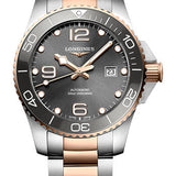 Longines HydroConquest Automatic Watch - 43 mm Steel And Ceramic Case - Grey Arabic Dial - Steel And Red PVD Bracelet - L3.782.3.78.7