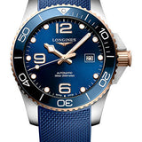 Longines HydroConquest Automatic Watch - 43 mm Steel And Ceramic Case - Blue Arabic Dial - Blue Rubber Strap - L3.782.3.98.9
