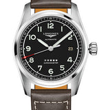 Longines Spirit Automatic Watch - 40 mm Steel Case - Black Arabic Dial - Brown Leather Strap - L3.810.4.53.0