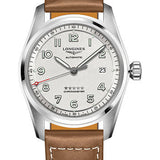 Longines Spirit Automatic Watch - 40 mm Steel Case - Silver Arabic Dial - Brown Leather Strap - L3.810.4.73.2