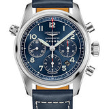 Longines Spirit Chronograph Automatic Watch - 42 mm Steel Case - Blue Arabic Dial - Blue Leather Strap - L3.820.4.93.0