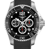 Longines HydroConquest Chronograph Automatic Watch - 43 mm Steel And Ceramic Case - Black Arabic Dial - Rubber Strap - L3.883.4.56.9