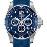 Longines HydroConquest Chronograph Automatic Watch - 43 mm Steel And Ceramic Case - Blue Arabic Dial - Rubber Strap - L3.883.4.96.9