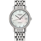 Longines Elegant Collection Automatic Watch - 25.5 mm Steel Diamond Case - White Mother-Of-Pearl Diamond Dial - Bracelet - L4.309.0.87.6