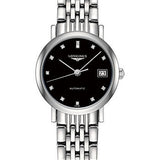 Longines Elegant Collection Watch - 25.5 mm Steel Case - Black Diamond Dial - Bracelet - L4.309.4.57.6