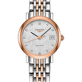Longines Elegant Collection Watch - 25.5 mm Steel And 18K Pink Gold Cap 200 Case - Striped Silver Diamond Dial - Bracelet - L4.309.5.77.7