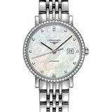Longines Elegant Collection Automatic Watch - 29 mm Steel Diamond Case - White Mother-Of-Pearl Diamond Dial - Bracelet - L4.310.0.87.6