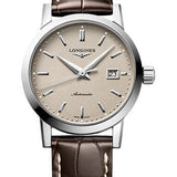 Longines 1832 Automatic Watch - 30 mm Steel Case - Beige Dial - Brown Strap - L4.325.4.92.2
