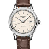 Longines Flagship Automatic Watch - 30 mm Steel Case - Beige Dial - Brown Strap - L4.374.4.79.2