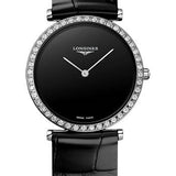 Longines La Grande Classique De Longines Quartz Watch - 29 mm Steel Diamond Case - Black Dial - Black Strap - L4.523.0.50.2