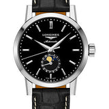 Longines 1832 Moon Phase Watch - 40 mm Steel Case - Black Dial - Black Alligator Strap - L4.826.4.52.0