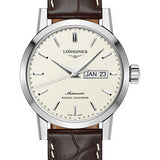 Longines 1832 Annual Calendar Watch - 40 mm Steel Case - Beige Dial - Brown Alligator Strap - L4.827.4.92.2