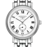 Longines PrŽsence Small Seconds Automatic Watch - 40 mm Steel Case - White Roman Dial - Bracelet - L4.905.4.11.6