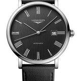 Longines Elegant Collection Automatic Watch - 41 mm Steel Case - Anthracite Roman Dial - Black Strap - Vegetable Material Bracelet - L4.911.4.71.2