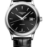 Longines Flagship Automatic Watch - 40 mm Steel Case - Black Dial - Black Alligator Leather Strap - L4.984.4.59.2