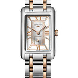 Longines DolceVita Small Seconds Quartz Watch - 20.80 X 32 mm Steel Case - White Roman Dial - Steel And Pink Gold Cap 200 Bracelet - L5.255.5.75.7