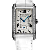 Longines DolceVita Small Seconds Quartz Watch - 23.30 X 37 mm Steel Diamond Case - Silver FlinquŽ Roman Dial - White Strap - L5.512.0.71.2