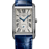 Longines DolceVita Small Seconds Quartz Watch - 23.30 X 37 mm Steel Diamond Case - Silver FlinquŽ Roman Dial - Blue Strap - L5.512.0.71.7