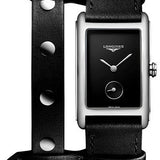 Longines DolceVita X YVY Small Seconds Quartz Watch - 23.30 X 37 mm Steel Case - Black Dial - Black Strap - L5.512.4.59.2