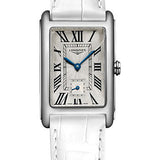 Longines DolceVita Small Seconds Quartz Watch - 23.30 X 37 mm Steel Case - Silver FlinquŽ Roman Dial - White Strap - L5.512.4.71.2