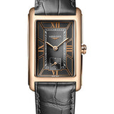 Longines DolceVita Small Seconds Quartz Watch - 23.30 X 37 mm Pink Gold Case - Black Roman Dial - Anthracite Strap - L5.512.8.75.2