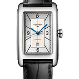 Longines DolceVita Automatic Watch - 27.70 X 43.8 mm Steel Case - Silver Arabic Dial - Black Strap - L5.757.4.73.0