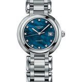 Longines PrimaLuna Automatic Watch - 26.5 mm Steel Case - Blue Mother-Of-Pearl Diamond Dial - Bracelet - L8.111.4.98.6