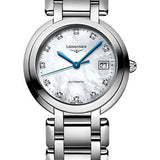 Longines PrimaLuna Automatic Watch - 30 mm Steel Case - White Mother-Of-Pearl Diamond Dial - Bracelet - L8.113.4.87.6