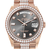 Rolex Day-Date 36 Slate Dial Diamond Bezel 18K Everose Gold Diamond President Watch 128345RBR