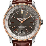 Breitling Navitimer Automatic 41 Watch - Steel & Red Gold - Anthracite Dial - Brown Croco Strap - Folding Buckle - U17326211M1P2