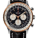 Breitling Navitimer 1 B01 Chronograph 46 Watch - Steel and Red Gold Case - Black Dial - Black Croco Strap - UB0127211B1P1