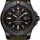 Breitling Avenger Blackbird Watch - Black Titanium - Volcano Black Dial - Khaki Green Military Strap - Tang Buckle - V1731010/BD12/105W/M20BASA.1