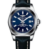 Breitling Galactic 29 Sleek Watch - Steel and Tungsten - Blue Dial - Blue Calfskin Leather Strap - Tang Buckle - W72348121C1X1