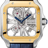 Cartier Santos De Cartier Skeleton Large Manual Yellow Gold and Steel Leather Interchangeable Metal and Leather Bracelets - WHSA0019