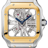 Cartier Santos De Cartier Skeleton Large Manual Yellow Gold and Steel Leather Interchangeable Metal and Leather Bracelets - WHSA0019