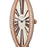 Cartier Baignoire Allongee Watch - 52 mm Pink Gold Diamond Case - Taupe Strap - WJBA0008