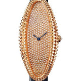 Cartier Baignoire Allongee Watch - 47 mm Pink Gold Case - Diamond Dial - Midnight Blue Strap - WJBA0016