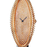Cartier Baignoire Allongee Watch - 52 mm Pink Gold Case - Diamond Dial - Midnight Blue Strap - WJBA0017