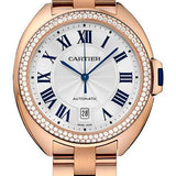 Cartier Cle De Cartier Watch - 40 mm Pink Gold Diamond Case - Diamond Bezel - Silver Dial - WJCL0009