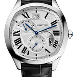 Cartier Drive de Cartier Large Date Retrograde Second Time Zone And Day Night Indicator Watch - 40 mm x 41 mm Steel Case - Silvered Dial - Black Alligator Strap - WSNM0016