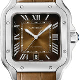 Cartier Santos De Cartier Large Automatic Steel Interchangeable Metal And Leather Bracelets - WSSA0064